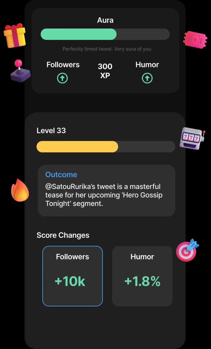 Screenshot of Status app showing character options